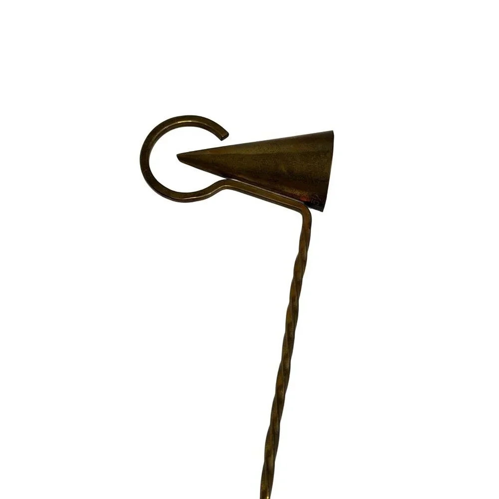 VTG Brass Twisted Candle Snuffer Decorative Loop Hook Handle Cone Shaped Cup 8